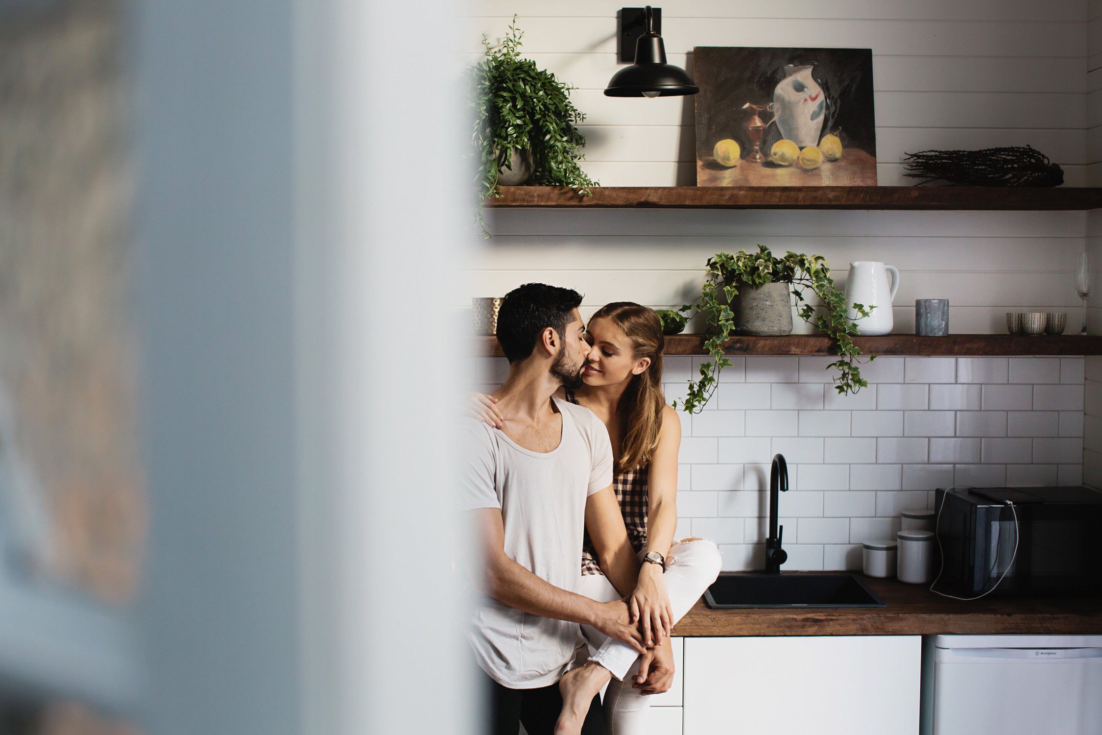 natural, fun, romantic-engagement-photography at home-QuinceandMulberryStudios