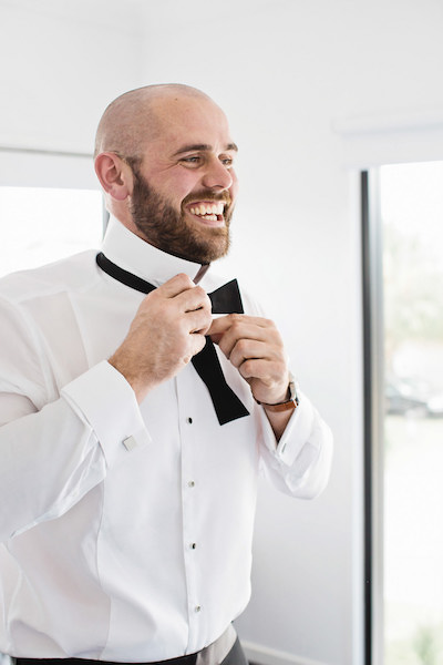 Photograph of a Brisbane groom before the wedding